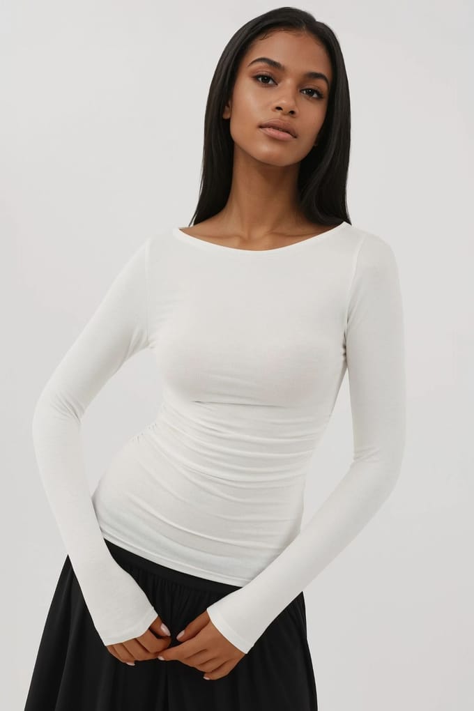 Zachte Lange Mouwen Fitted Top