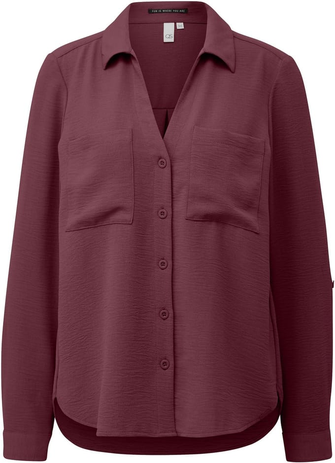 QS - female - Crêpe blouse met omgeslagen mouwen