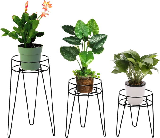 Outsunny plantenstandaard - set van 3 - staal - 26L x 23B x 42H cm