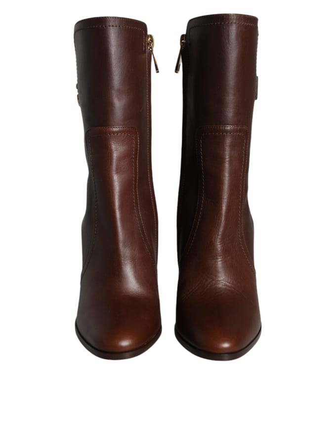 Dolce & Gabbana Bruine Leren Hakken Enkelboots Schoenen