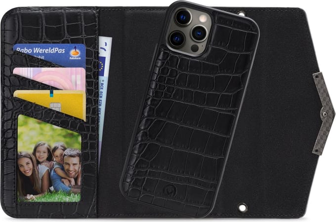 iPhone 12 Pro Max Clutch Case hoesje - Mobilize - Croco Zwart - Kunstleer