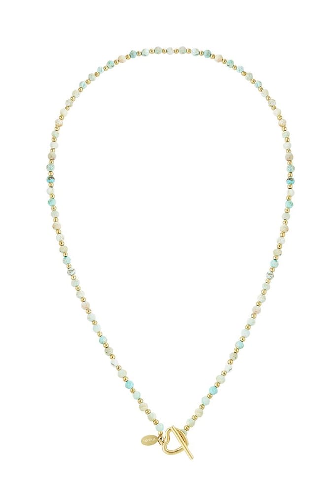 Ketting Gem Stone Heart - Natuursteen - Hematiet - Turkoois