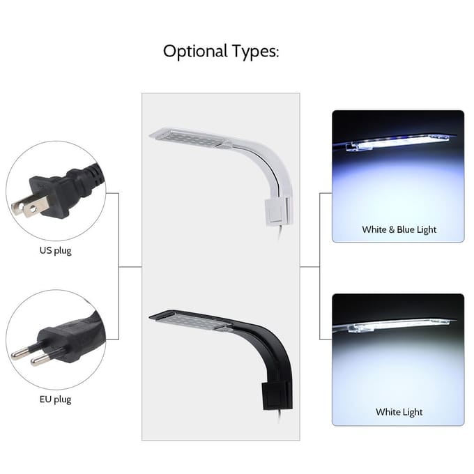 AC220V 10W 24 LED Aquariumlamp Vispotlamp Wit/Blauw Licht Draagbaar White/Blue Light -EU