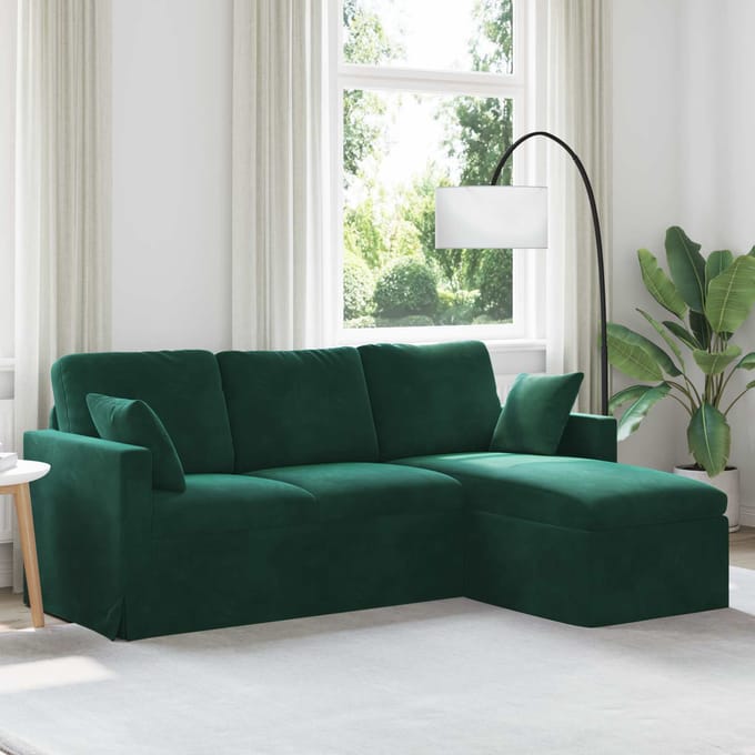 vidaXL - Bank - Donkergroen - 198 - x - 134 - x - 80 - cm - Fluweel
