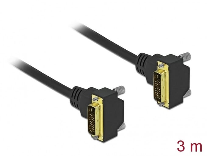 Delock DVI Cable 18+1 male angled to 18+1 male angled 3 m