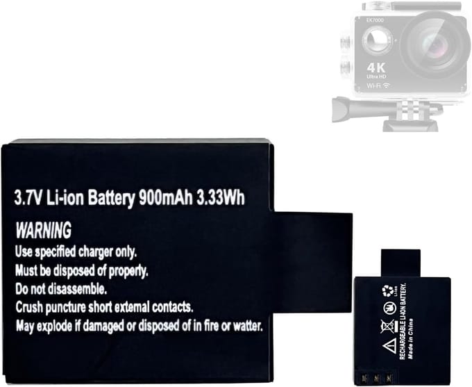 Camera Accu - Reserve Batterij - Actiecamera Gebruik - Lithium Polymeer Technologie - 5.7 x 4.4 cm