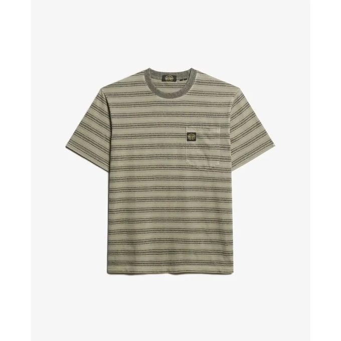 Superdry - Getextureerd gestreept T-shirt met borstzak - Heren - T-shirts