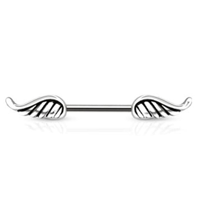 Tepelpiercing engelenvleugel 1.6x10 - zilver - LMPiercings