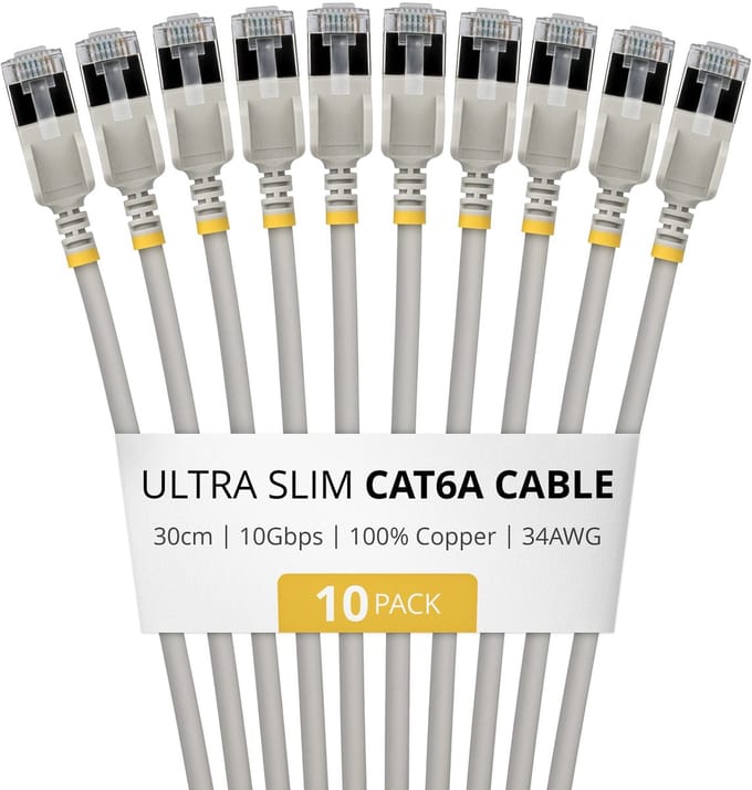 StarTech.com 6ASTP34GRS30CM10PK netwerkkabel Grijs 0,3 m Cat6a U/FTP (STP) Rond