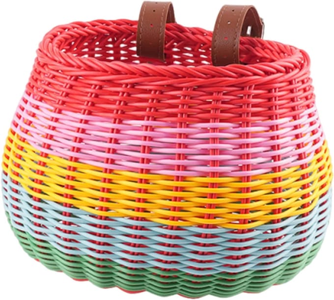 Fietsmand Geweven - Stuurmand - Boodschappen Vervoeren - Afneembaar Regenboog - 20x18x18 cm - Multicolor