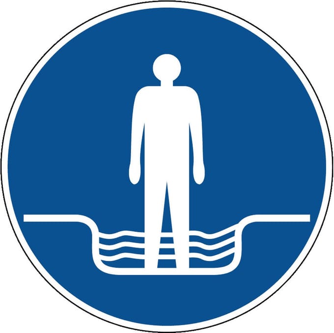 Voetbad verplicht sticker 100 mm