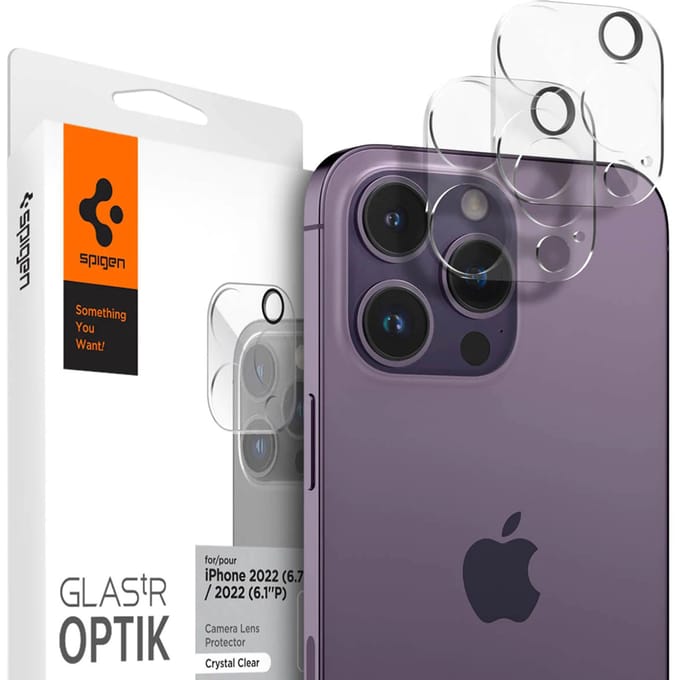 Spigen GLAStR Optik Camera Lens Protector - Camera eiland bescherming (2-pack) voor de Apple iPhone 14 Pro (Max)