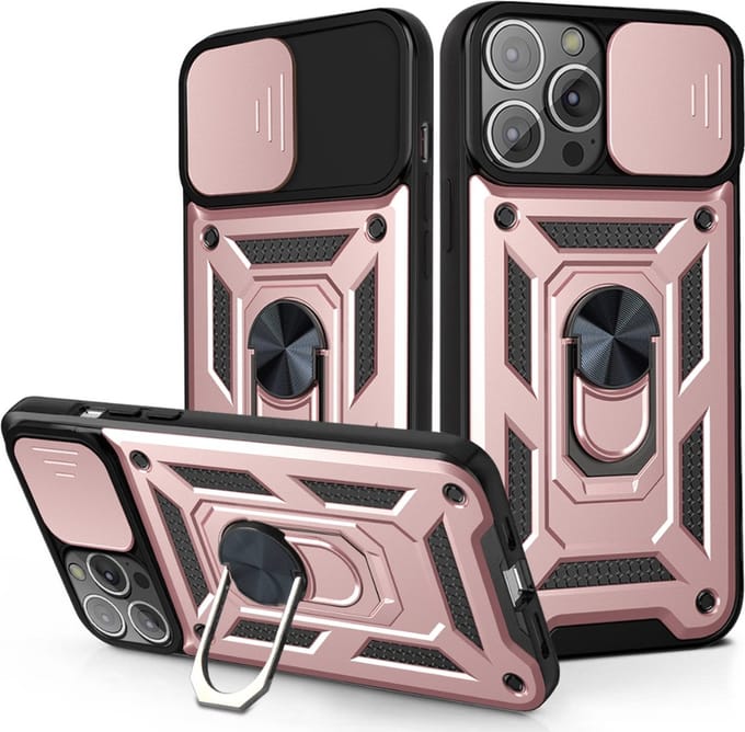 Hoesje geschikt voor iPhone 16 Plus - Backcover - Rugged Armor - Camerabescherming - Extra valbescherming - TPU - Rose Goud