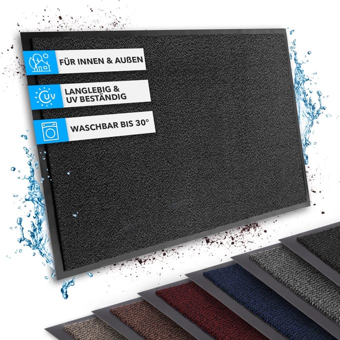 FLOORDIREKT Deurmat SKY - Droogloopmat - Schoonloopmat - voor Binnen en Buiten - Antraciet - 40 x 60 cm