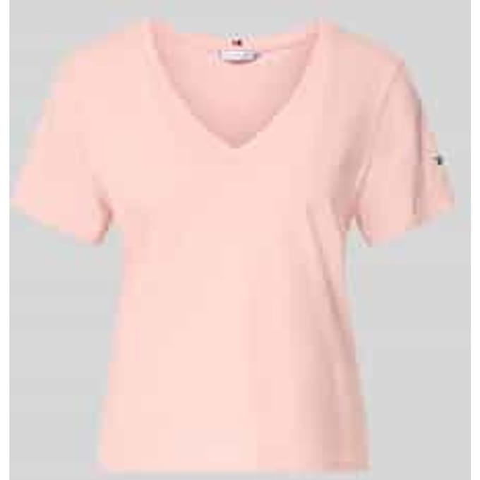 regular fit T-shirt van mix van katoen en linnen