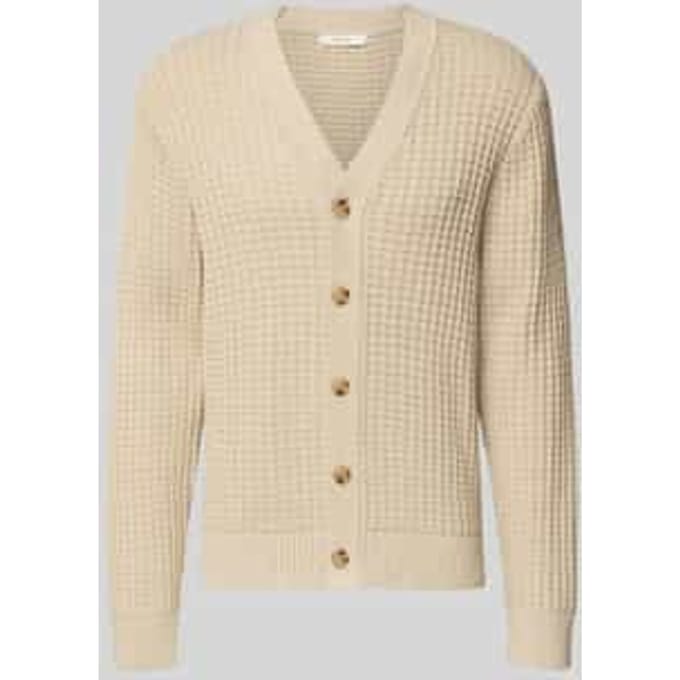 Selected Homme Tom LS Knit Structure V-Neck Cardigan Oatmeal