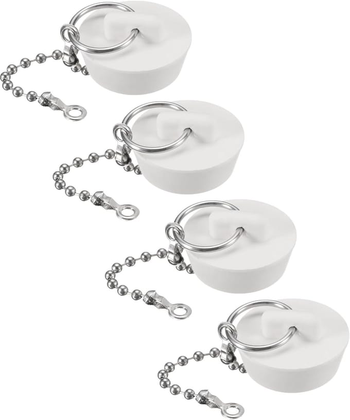 Badstop Set - Douche Afvoerplug - Water Dicht Houden - Met Aantrekketting - 3.18 cm - Wit
