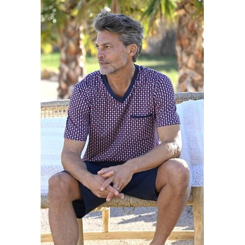 Ringella Katoenen heren shortama grafisch Blauw man 60