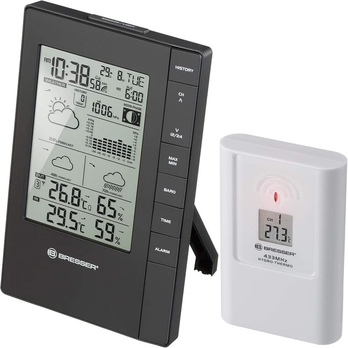 Weerstation met Buitensensor, 3-daagse Voorspelling, Maanfase, Vorstwaarschuwing, Luchtdruk en Temperatuur