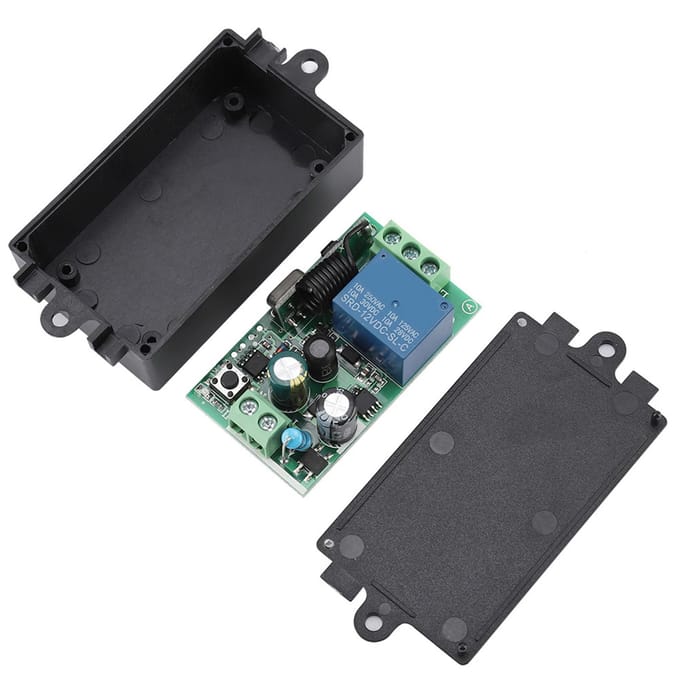 AC 220V 1CH Interrupteur à Relais Récepteur à Télécommande Sans Fil avec 2 Émetteurs 433MHZ black