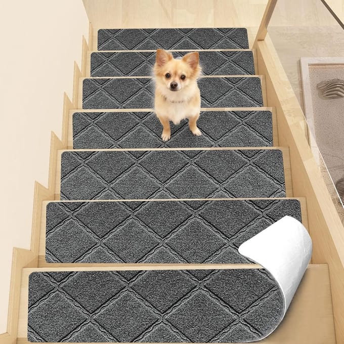 Dailygoods- Traptredematten 15 stuks - Zelfklevend - Antislip - Duurzaam - Polyester - 76 x 20 cm - Trapmat