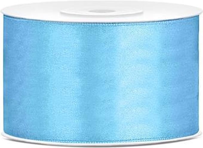 Partydeco - Satijn lint baby blauw 38mm/rol 25m