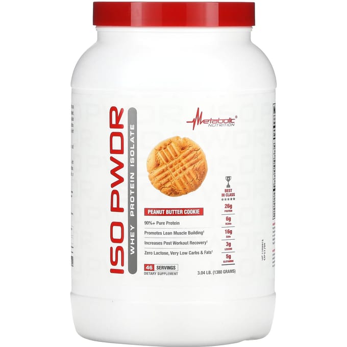Metabolic Nutrition, ISOpwdr, Wei Eiwit Isolaat, Pindakaas Koekje, 3,04 pond (1,380 g)