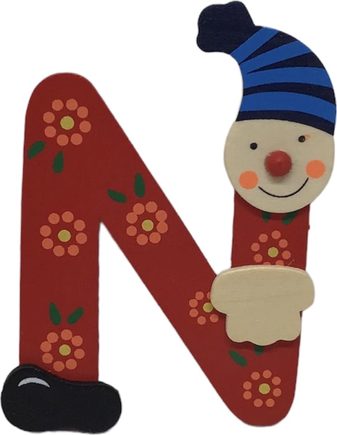 Houten naam letter clown, N