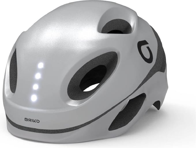 Briko Fietshelm E - One Led Fietshelm ZILVER - Maat Size L