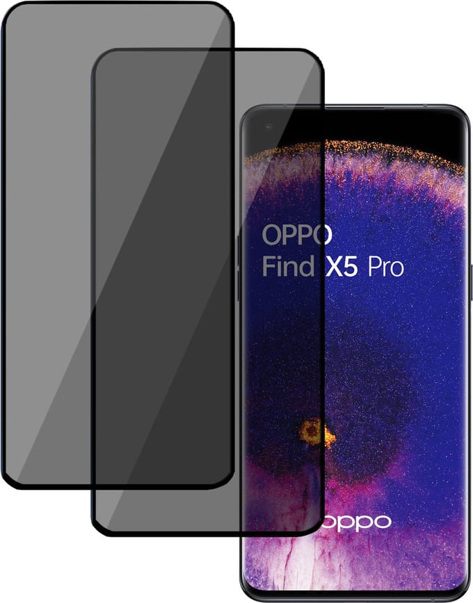 2x Privé Screenprotector geschikt voor OPPO Find X5 Pro - Privacy Beschermglas - Privacy Proteqt+