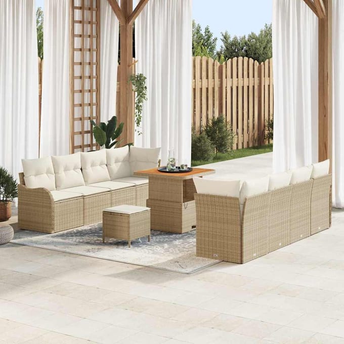 vidaXL Tuin Sofa Set 11 st 10-zits Beige