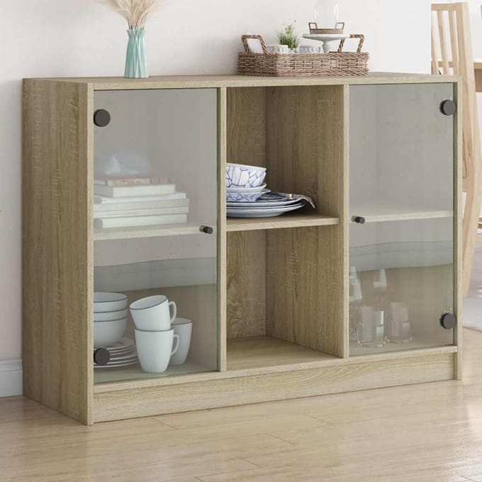 vidaXL - Dressoir - 102x37x75,5 - cm - bewerkt - hout - sonoma - eikenkleurig