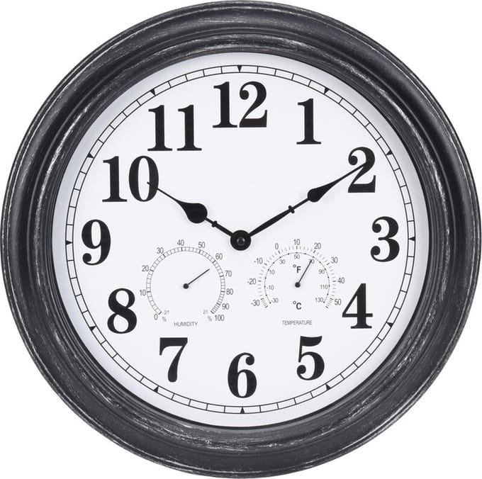 Klokken - Wandklok Zwart D40 Cm Outdoor