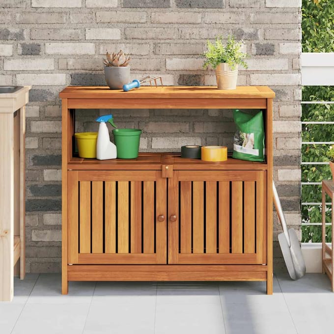 vidaXL - Tuinwandtafel - 80x35x75 - cm - massief - acaciahout