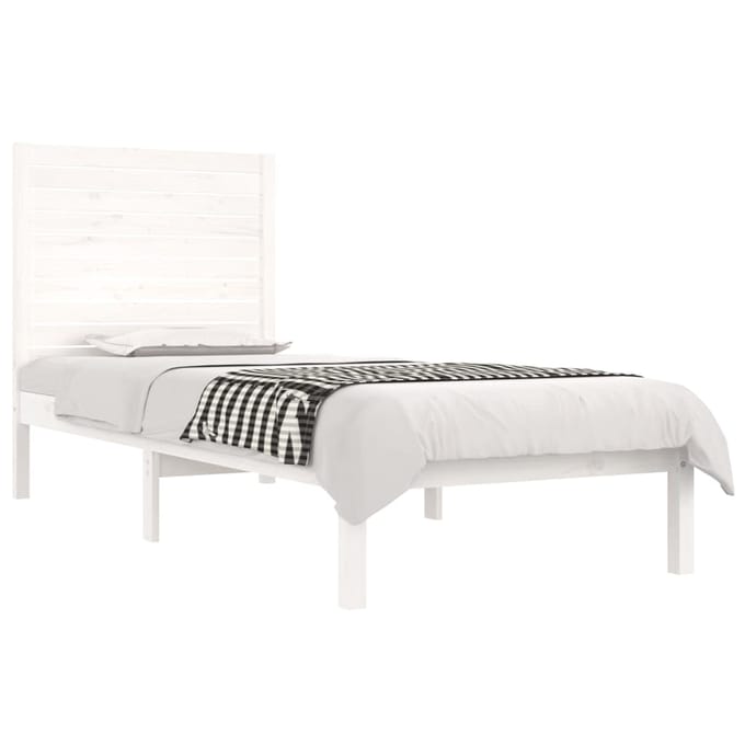 vidaXL - Bedframe - massief - hout - wit - 90x190 - cm