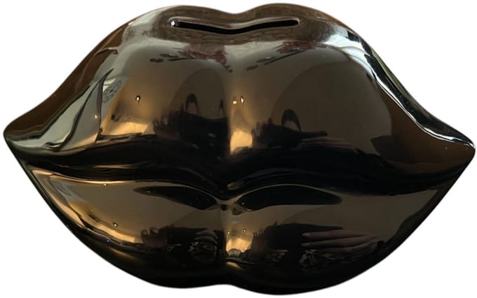 Spaarpot lippen, Lippen spaarpot, Lippen, Zwarte spaarpot 15x8x8