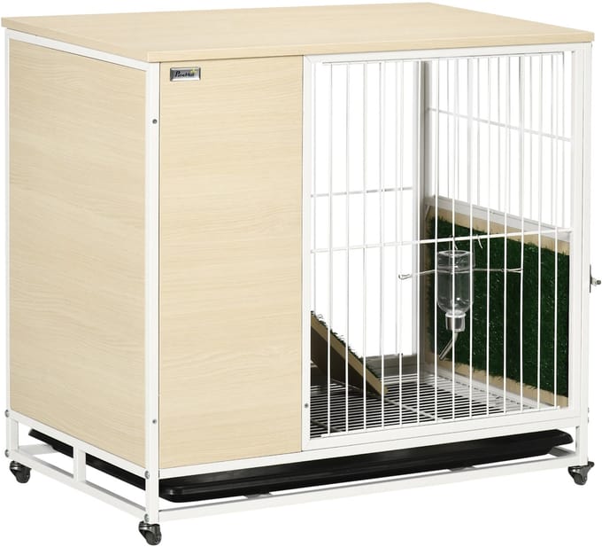 PawHut-Konijnenhok-Spaanplaat-78x52.5x76.5cm-Eik