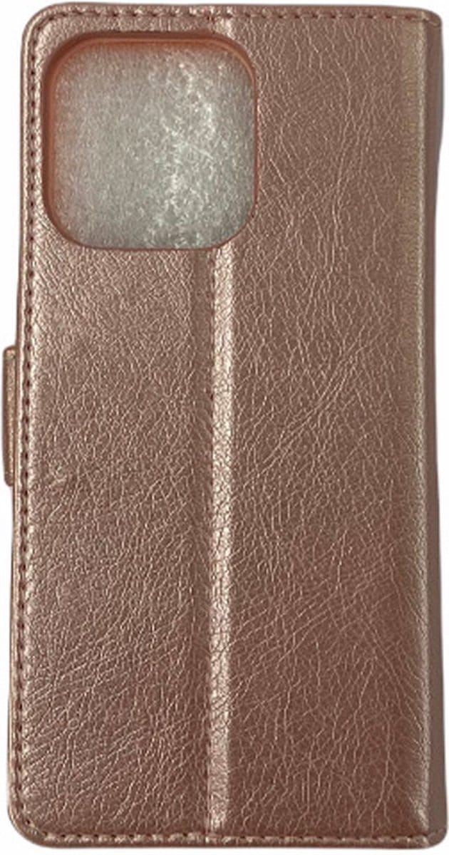 iPhone 14 Pro Bookcase Telefoon hoesje Stevige Portemonnee Wallet Case – Pasjeshouder - Kunstleer – Roze Goud