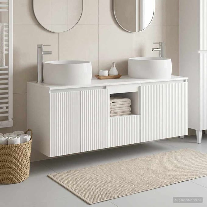 vidaXL - Badkamerkast - set - 3 - st - Hoogglans - Wit - 49,5 - x - 44,5 - x - 66 - cm