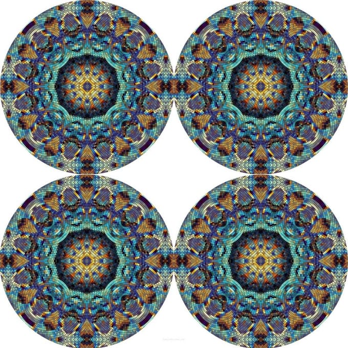 Bertoni - Placemats - tafelmatten set van 4 stuks - rond - 33 cm, mix kleur - Mozeik