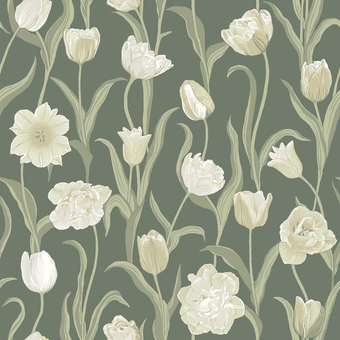 Boråstapeter Vliesbehang 6971 - Österlen - Botanisch Groen - 53cm x 10.05m