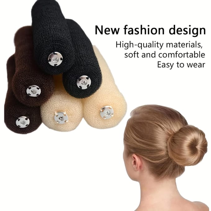 Accessoires pour Coiffures Style Rétro : Perruques à Clips, Anneaux en Mousse pour la Mise en Forme, Et Support Chignon Donut pour Queues de Cheval et Chignons. beige