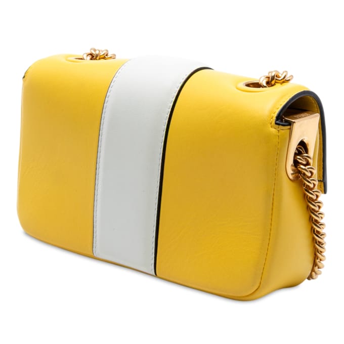 Pre-owned Mini Bicolor Nappa Apolo Chain Baguette Schoudertas