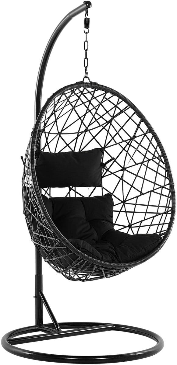 ALATRI - Hangstoel met standaard - Zwart - PE rotan