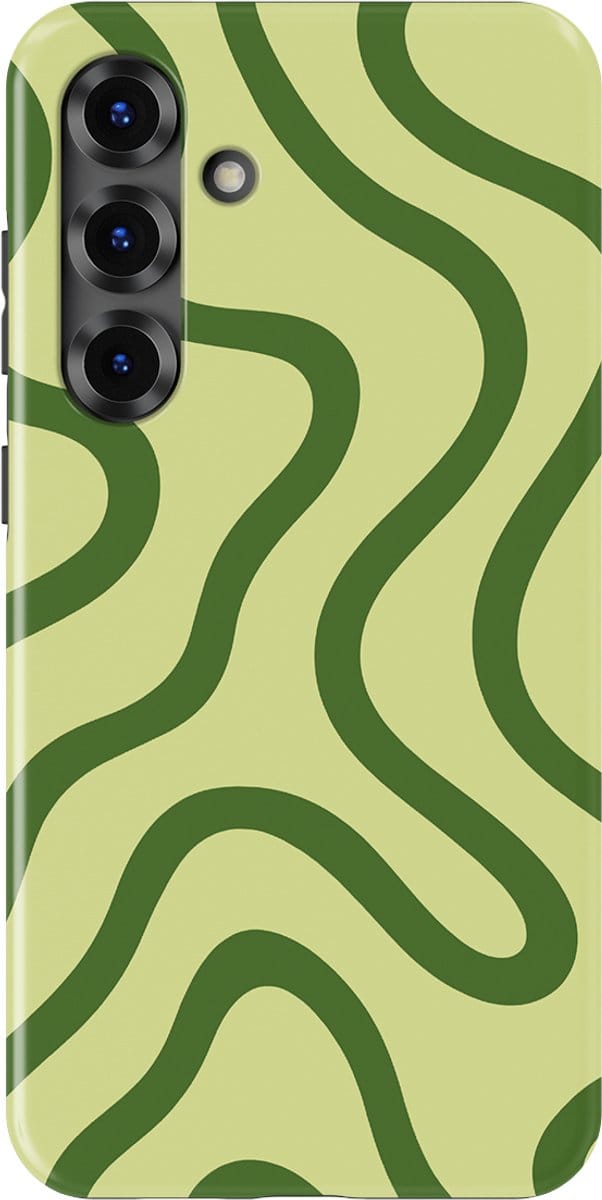DripCase Curvy Lines Hoesje Samsung Galaxy S25 Plus | Backcover met Mag | Design Tough Case Samsung Galaxy S25 Plus Leaf Loop