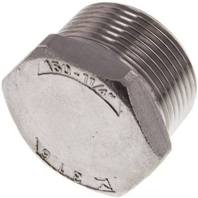 Plug R1 1/4" RVS met buitenzeskant 16 bar (224.8psi)