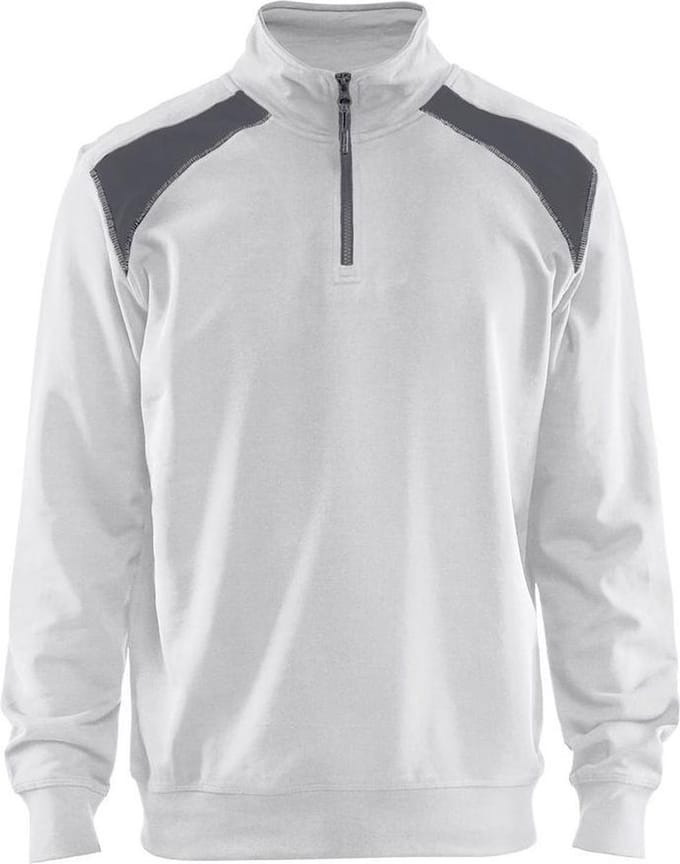 Blaklader 3353 Werksweater Korte Rits Wit/Grijs