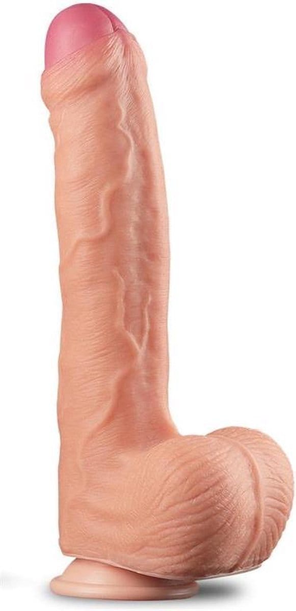 Dual Silicone Dildo 11″ met ballen zeer realistisch dildo in het beige