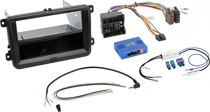 2-DIN kit met vak Seat/VW 52Pin Quadlock LFB/Antenne