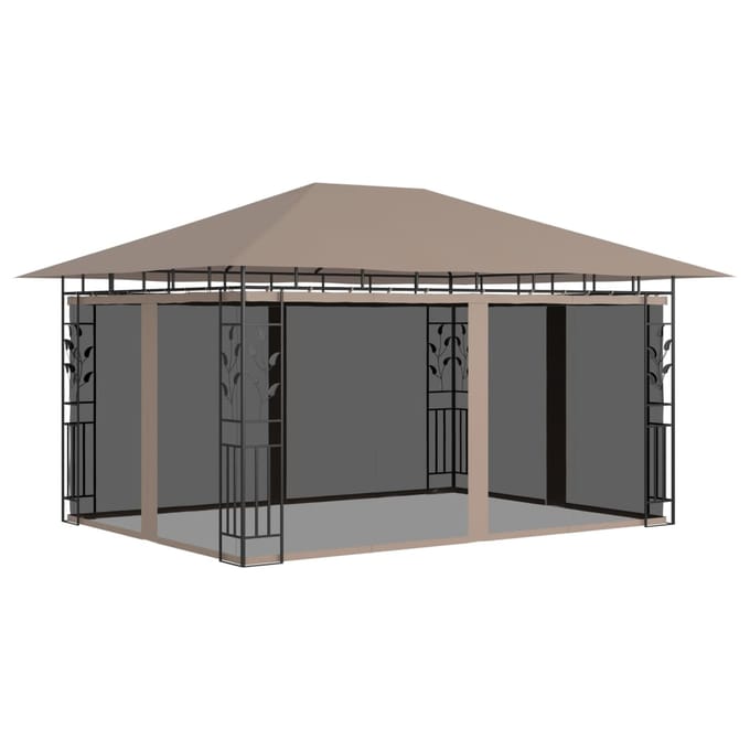 vidaXL - Prieel - met - klamboe - 180 - g/m² - 4x3x2,73 - m - taupe